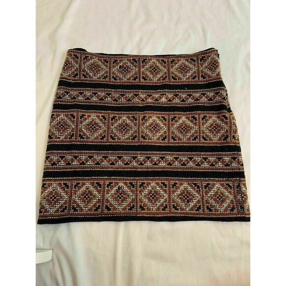 Stella Forest Paris Womens New Embroidered Black Beige Mini Skirt 36 Xs US 2 - Picture 1 of 11